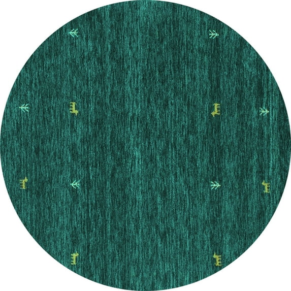 Ahgly Company Indoor Round Abstract Turquoise Blue Contemporary Area Rugs, 5' Round