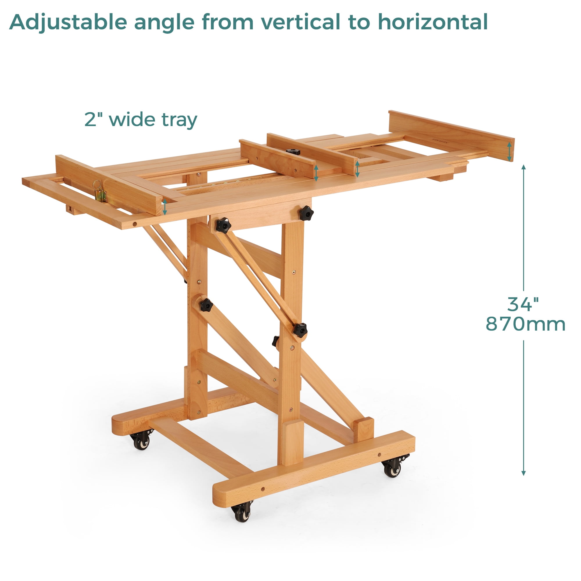 VISWIN Extra-Large Master H Frame Easel, Movable Solid Beech Wood Floor Easel Stand for Painting