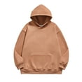 thumbnail image 2 of gbyLJF Men's Solid Color Hoodie Casual Round Neck Hooded Sweatshirt Loose Fit Long Sleeved Pullover Sweatshirt, 2 of 4