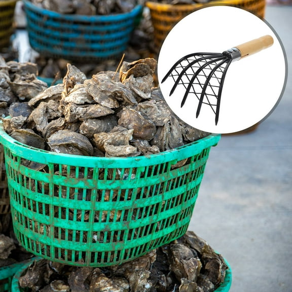 OUNONA  Seafood Digging Rake Clam for Clamming Garden Scraper Tool Seaside Black
