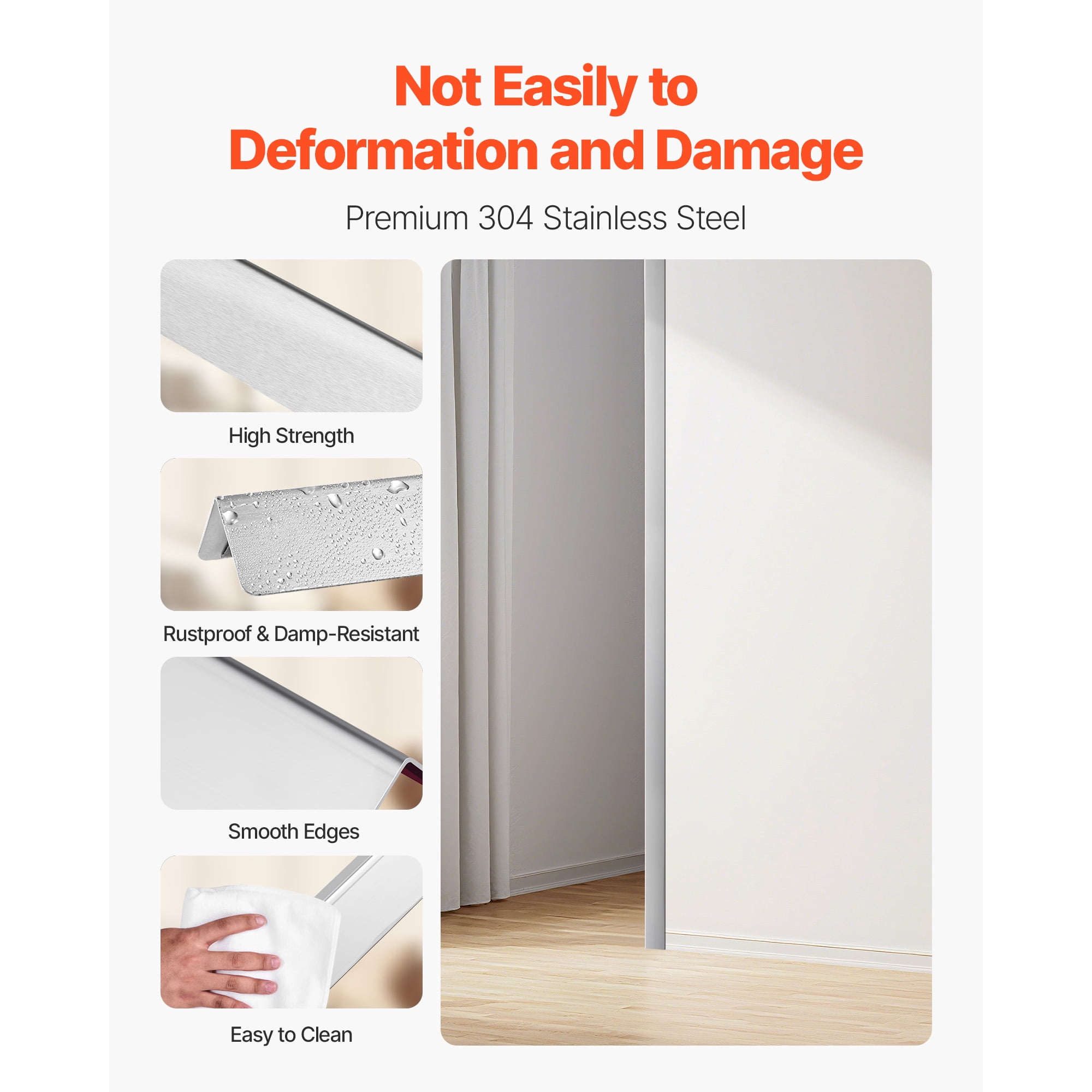 KFFKFF Stainless Steel Wall Corner Protector, 1.5 x 1.5 x 48 inch, Set of 10 Metal Corner Guards, 304 Stainless Steel Edge Trim with 90-Degree Angle for Wall Protection in Homes, Offices