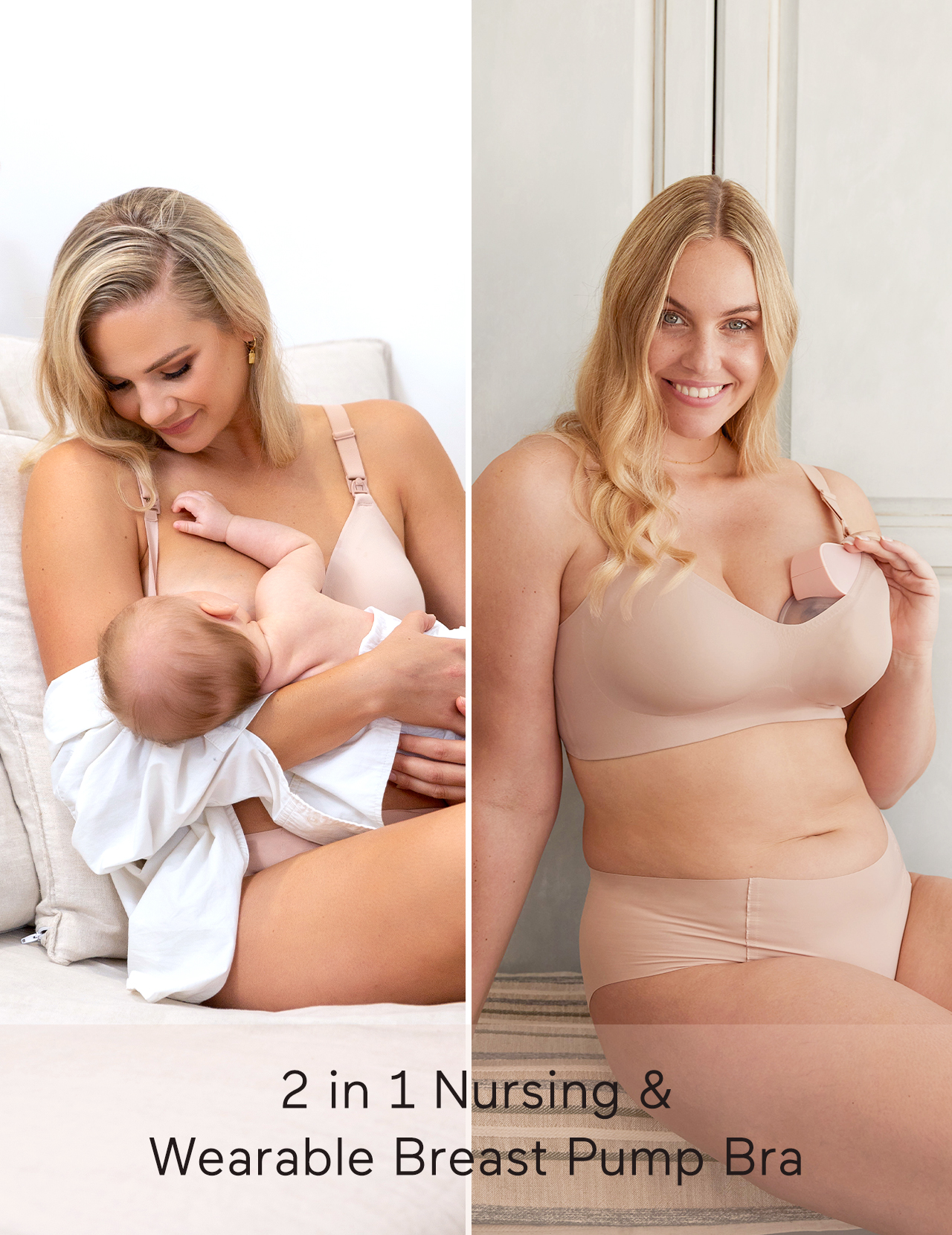 Momcozy Women's Maternity Seamless Ultra Comfort Hands-Free Pumping and Nursing Bra, Sizes S-3XL