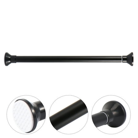 HEMOTON  Closet Curtain Rod for Doorway Hooks Wall Curtains Rods Shower Black