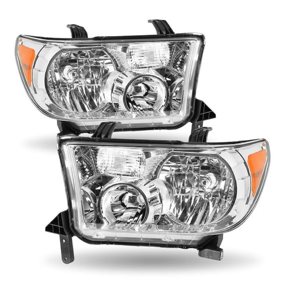 CCPAO Compatible with 2007-2013 Toyota Tundra 2008-2017 Sequoia Chrome Headlights Assembly LH RH