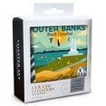 thumbnail image 2 of Outer Banks, North Carolina, Beach and Lighthouse, Geometric (Absorbent Ceramic Coasters Set of 4 Matching Images, Cork Back, Kitchen Table Decor), 2 of 3