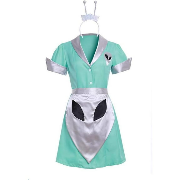 Women’s Liz Parker Inspired Waitress Outfit – Roswell Crashdown Cafe Maid Dress with Apron for Events