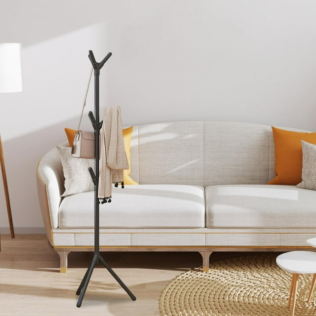 Perchero de fácil montaje, versátil, resistente, ideal para regalos, para pasillo, hogar, dormitorio, bufandas. Negro