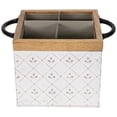 thumbnail image 4 of Northlight 7" White Embossed Square Utensil Storage Box with Wooden Frame, 4 of 7