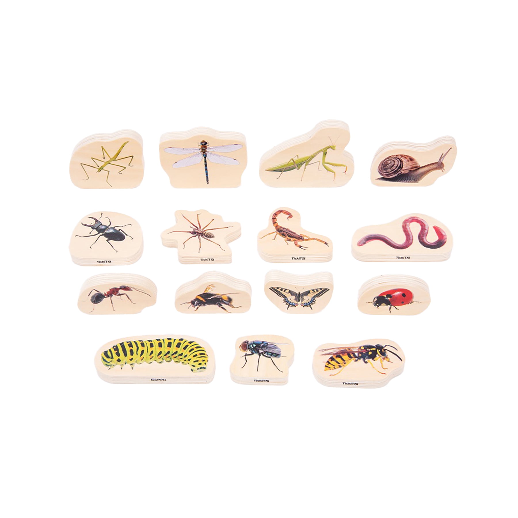TickiT Wooden Minibeast Blocks - Set of 15