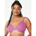Joyspun Women's Full Coverage Sheer Mesh Unlined Bra, Sizes 34C to 42DD