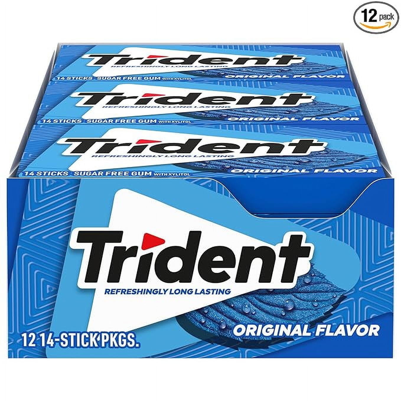 Trident, Bubble Gum Sugar-free Gum - Box of 12 Packs (168 Pieces