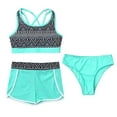 thumbnail image 3 of TiaoBug Kids Girls Cutout Criss-Cross Back Tops Briefs Bottoms 3 Piece Tankini Swimsuit Mint Green 10, 3 of 7