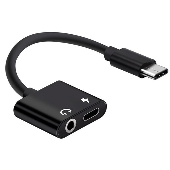 MasteelfCA USB Type C to 3.5mm Audio Adapter Cable 2 In 1 Type-C to 3.5mm Jack Stereo Headphone Mic Adapter Aux Converter Charging Adapter for Pixel 2/2 XL/ Huawei/ HTC U11/ Pro and More (Black)