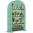 thumbnail image 2 of Outsunny 4 Tier Mini Greenhouse, Portable Greenhouse with Roll-Up Door, and Weatherized Plastic Cover, Green, 2 of 9