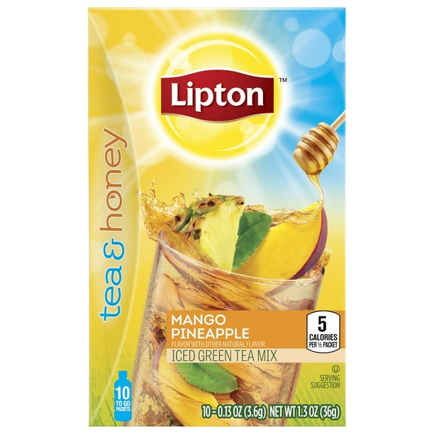 Lipton Mango Pineapple Iced Green Tea ToGo Packets, Powdered Tea, 10