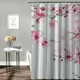 thumbnail image 2 of Fenyluxe Japanese Shower Curtain, Cherry Blossom Sakura Tree Floral Branch Spring Season Theme Image, Cloth Fabric Bathroom Decor Set with Hooks White, 2 of 7
