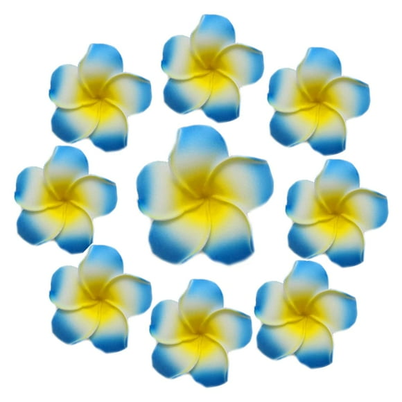 FZBNSRKO 100 Pcs Hawaiian Foam Artificial Plumeria Rubra Hawaiian Flower Petals for Wedding Party Decoration,Diameter 2.4inch,Blue