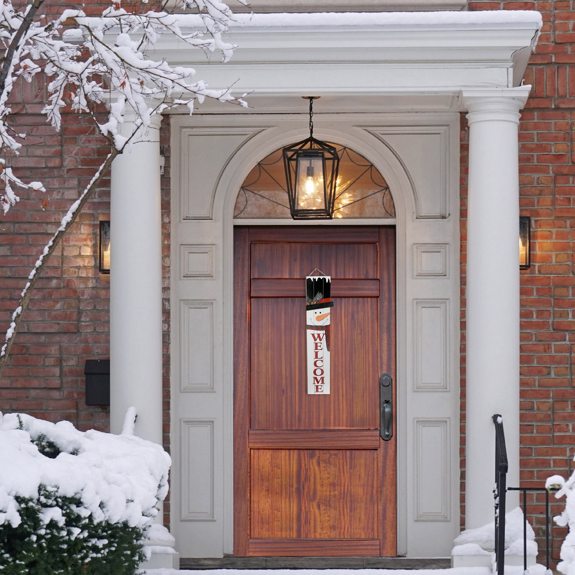Cintre De Porche En Bois En Forme De Bonhomme De Neige (Bienvenue)