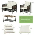 thumbnail image 4 of Costway 8PCS Patio Rattan Furniture Set Cushioned Chairs Wood Table Top W/Shelf, 4 of 10