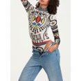 thumbnail image 3 of LMLYSoH Women Bodysuit, Long Sleeve Printed Mock Neck Triangle Bottom Romper, Wild Fashion Bodycon Jumpsuit, 3 of 8