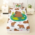 thumbnail image 3 of Erosebridal Funny Capybara Twin Sheet Sets,Cartoon Ribbon Bows Bedding For Girls Kids 3 Pieces, 3 of 6