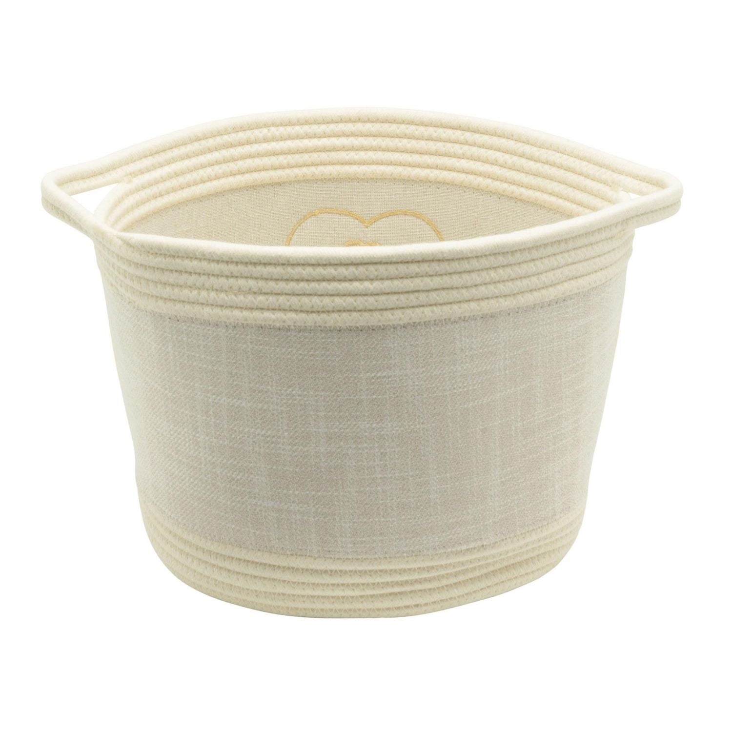 Textured Linen and Cotton Rope Storage Basket, Pet Theme with Cat Paw Print Design
