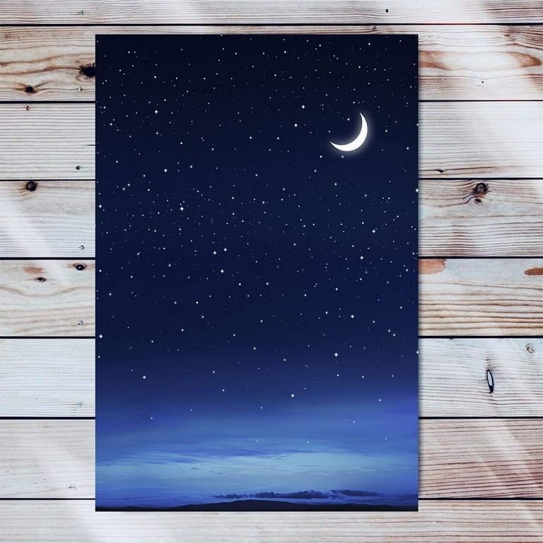 dark blue sky with stars and moon