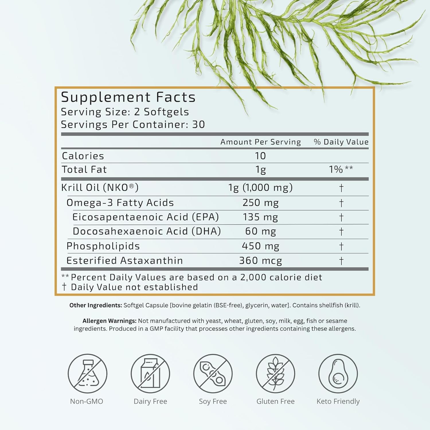 VTC VitaTradingCo. Krill Omega-3 Oil Supplement | 100mg Pure Antarctic Neptune Krill Oil (NKO) | EPA & DHA Astaxanthin | Brain, Heart, Joint & Eye Support | 60 Softgels