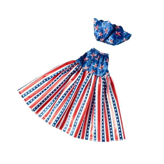 4th of July Patriotic Goose Outfit Independence Day Dresses Clothes for 17/23 Inch High Cement or Porch Goose Yard Lawn Outdoor Garden Patio Statue American Flag Holiday Decor