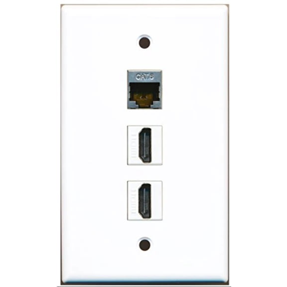 RiteAV - 2 Port HDMI 1 Shielded Cat6 Ethernet Wall Plate