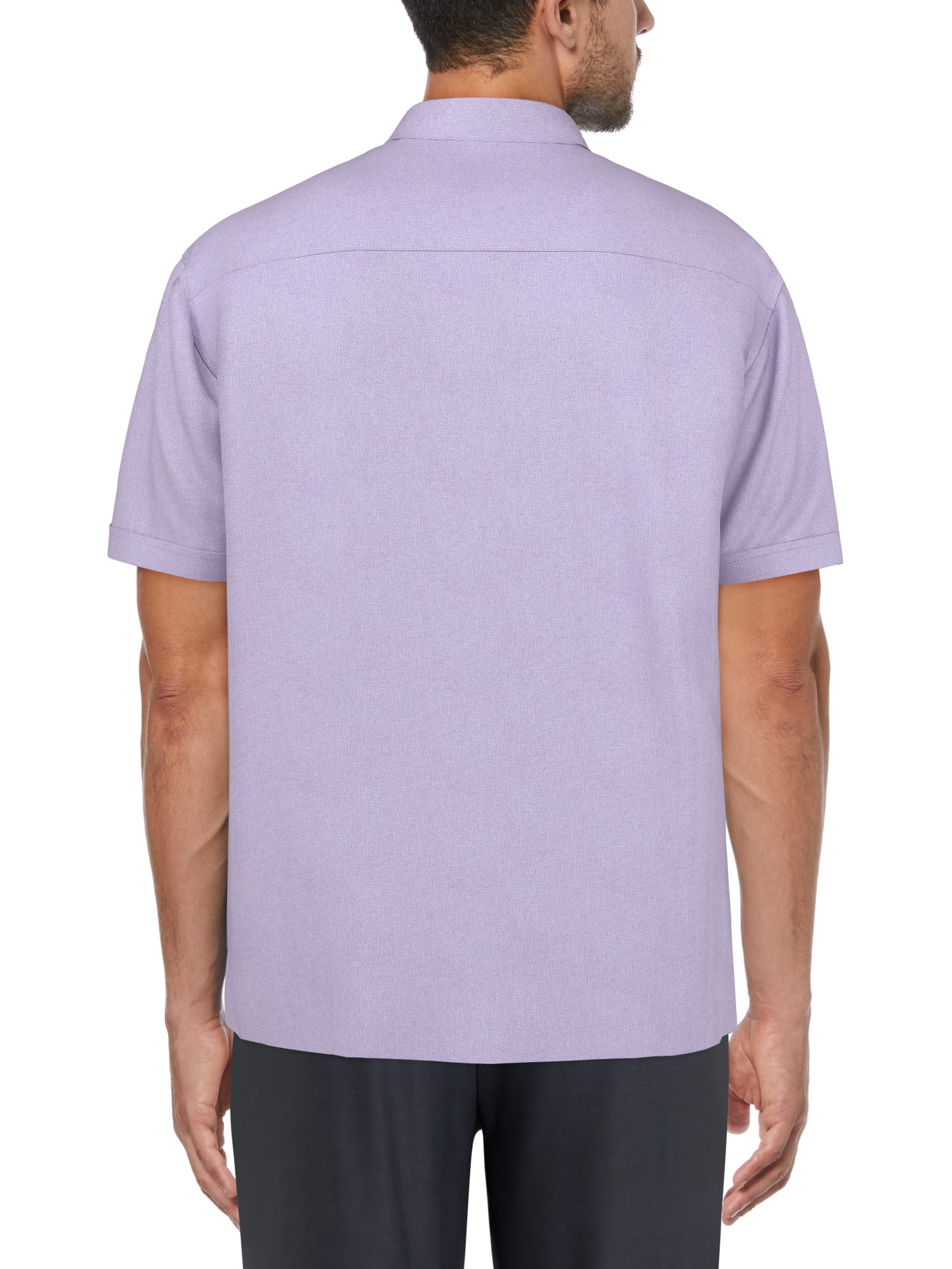 Cafe Luna Men's and Big Men's Crosshatch L-Shape Print Short Sleeve Shirt, up to Size 5XL