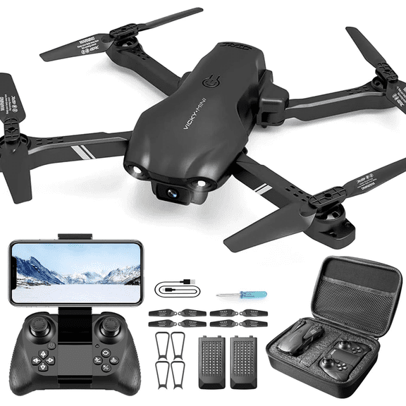4DRC v8  with 1080P HD Camera for Adults and Kids for Adults and Children  FPV RC Quadcopter with LED Lights and Optical flow Sensor, 2 Batteries, Black