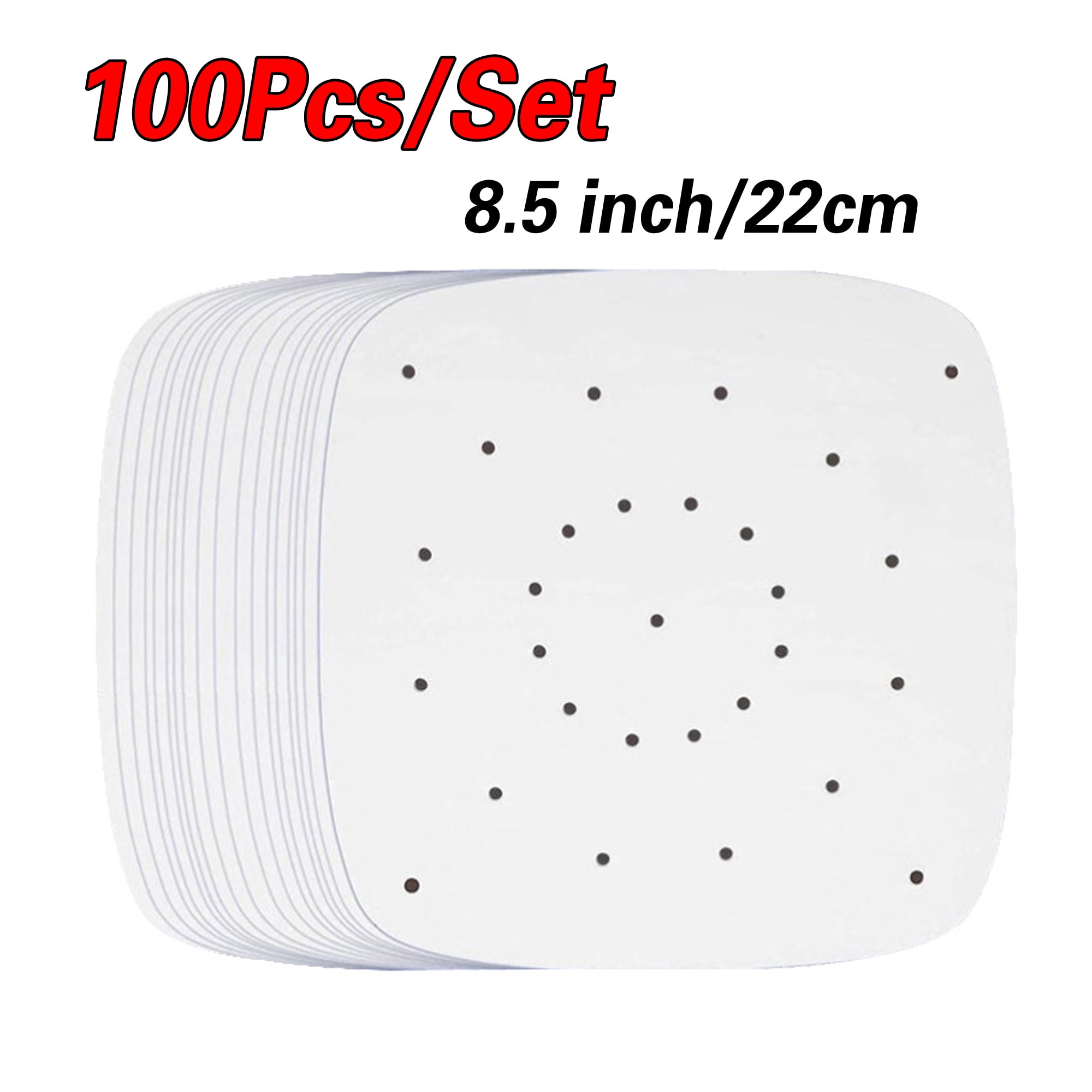 100 Pcs 8.5 Inch Air Fryer Liner Parchment Paper with 100 Pcs White Round Paper Doilies Square Steamer Paper Parchment Paper Cake Packaging Pads Bamboo Steamer Paper Liners for Kitchen Baking 
