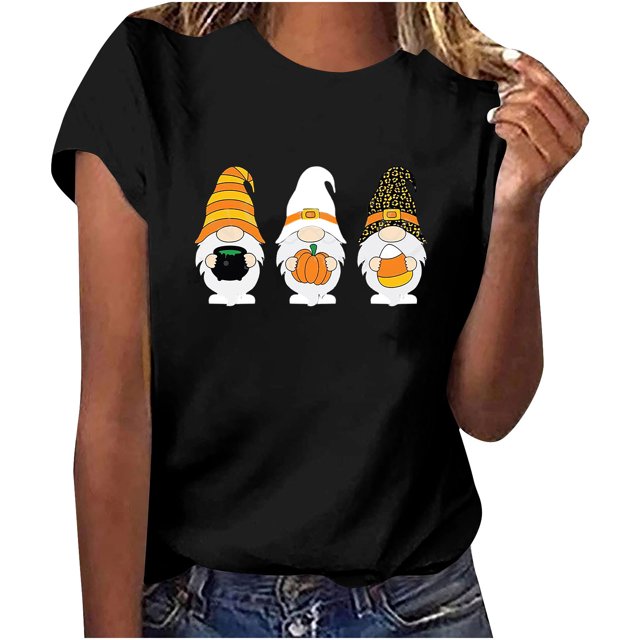 Blusa de manga corta de verano con estampado de Halloween vintage para mujer Pompotops hfajkhk139555