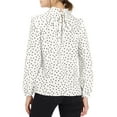 thumbnail image 4 of MODA NOVA Junior's Ruffle Trim Polka Dots Blouse Long Sleeve Blouse White XS, 4 of 6