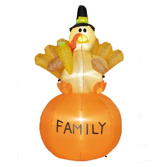 4.9ft Thanksgiving Inflatable Turkey with LED Lights, Outdoor Yard Decoration