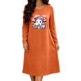 thumbnail image 2 of Taqqpue Womens Cotton Nightshirt Long Sleeve Crew Neck Halloween Zombie Print Loose Fit Knee Length Casual Pullover Soft Sleep Dress Oversized Sleepwear for Women Big Plus Sizes, 2 of 6