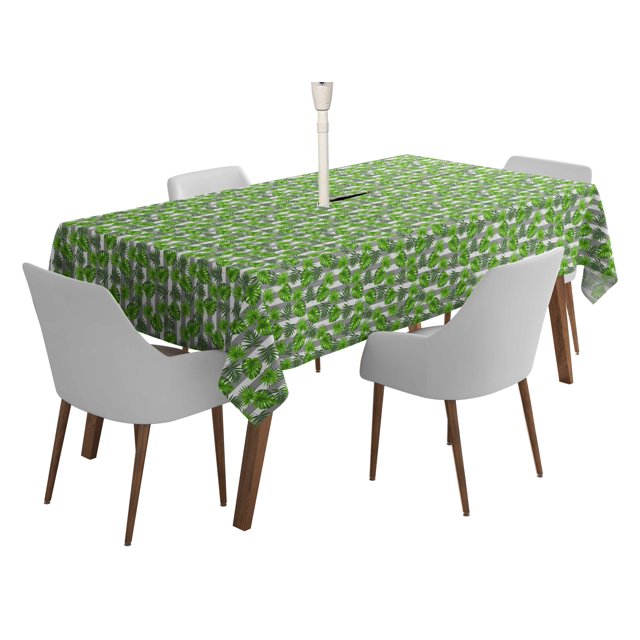 Vargottam Indoor/OutdoorTablecloth58x82 Inch RectangleTablecloth with Umbrella Hole and Zip- Waterproof PatioTableCloths- TableCovers for Backyard RectangularTable- Light Gray