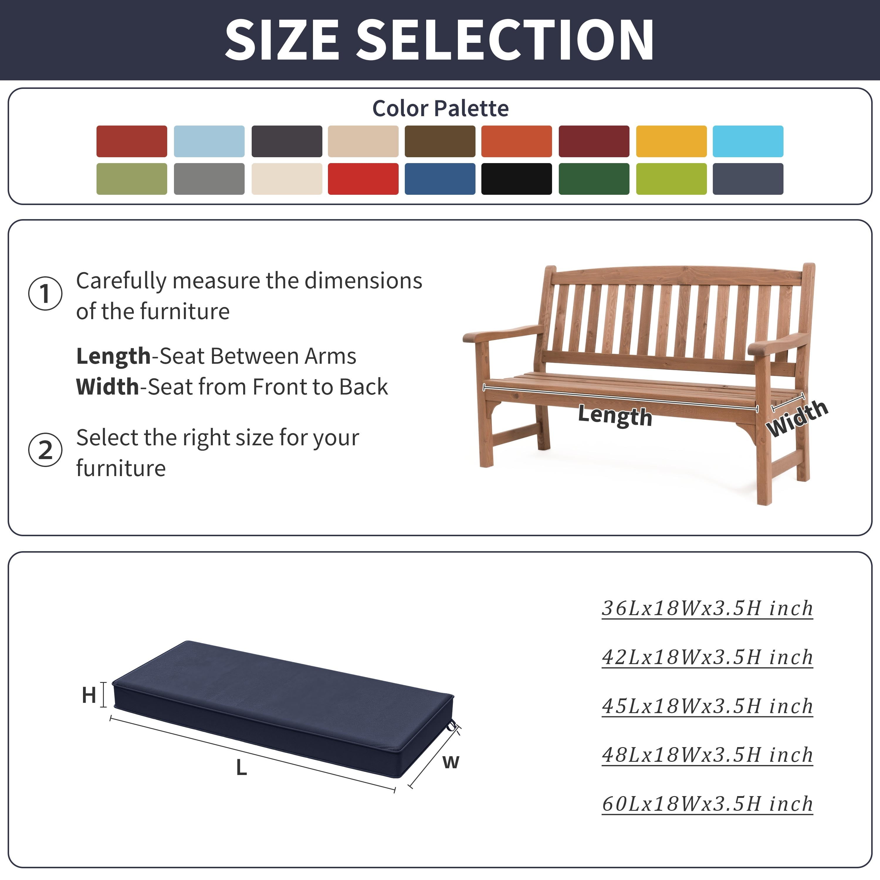 Kimunuk All-Weather 42" x 18" x 3.5" Outdoor Bench Cushion, Water-Repellent Swing Cushions with Handle, Navy Blue