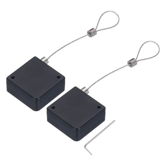 Retractable Cable Lock with Double-Sided Adhesive ABS Remote Lock 600g 2Set Black