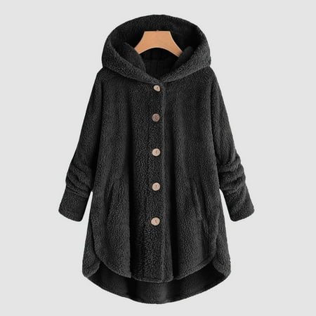 TTHXQING Women's Sherpa Softshell Hooded Winter Coat Winter Soft Loose Lined Jacket Clearance Fashion