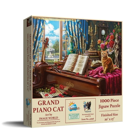 SUNSOUT INC - Grand Piano Cat - 1000 pc Jigsaw Puzzle by Artist: Image World - Finished Size 20  x 27  - MPN# 42936 price history on PriceWatchPro