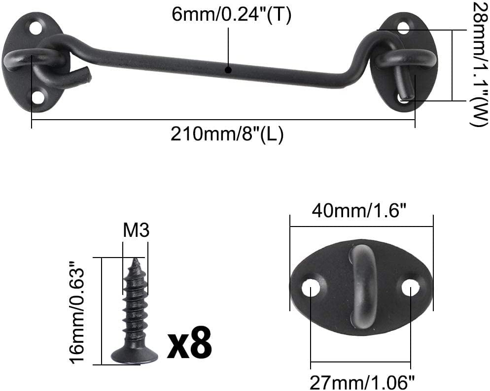 10 Cabin Hook Eye Latch Gate Door Hook Stainless Steel with Screws 2 Set | UK