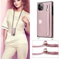 thumbnail image 5 of for iPhone 11 Pro Max Wallet Case for Women,Removable Adjustable Strap Crossbody Card Holders Cover Neck Strap Lanyard Purse Shoulder Strap w/Kickstand Purse Case for iPhone 11 Pro Max KB Rose, 5 of 14