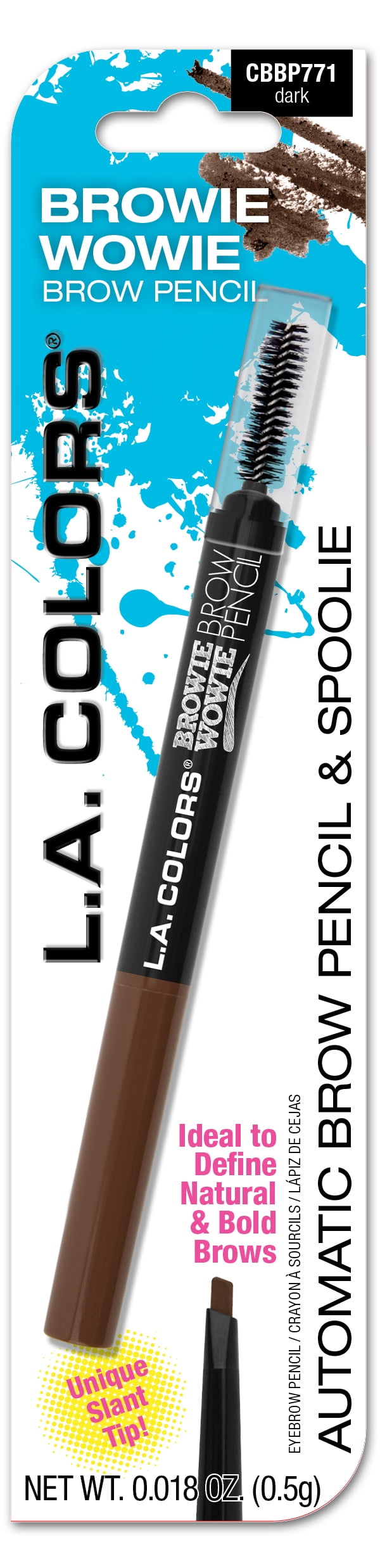 L.A. COLORS Browie Wowie Auto Brow Pencil with Spoolie, Dark, 0.007 fl oz