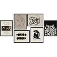 thumbnail image 3 of PixonSign Framed Canvas Print Wall Art Set - Duotone Portrait Botanical & Humanities Pattern - Set of 6 Abstract Geometric Minimalism Poster Cultural Art Wall Décor - 12"x16"x6 Black, 3 of 5