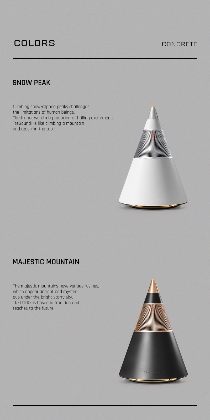 Trettitre TreSound 1 Concrete Speaker, 360° Surround Sound, 120W Hi-Fi Audio, Bluetooth 5.2 TWS Stereo Home Speaker