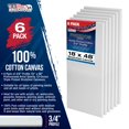 thumbnail image 2 of U.S. Art Supply 18 x 48 inch Stretched Canvas 12-Ounce Primed 6-Pack - Professional White Blank 3/4" Profile Heavy-Weight Gesso Acid Free Bulk Pack - Painting, Acrylic Pouring, Oil Paint, 2 of 7