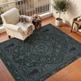 thumbnail image 3 of Large Area Rugs 8'x10', Dark Green Boho Carpet Runner Indoor Outdoor Rugs Home Decor Aesthetic, Retro Ethnic Tribe Abstract Art Non Slip Mats Washable Accent Rug for Living Room Bedroom, 3 of 7
