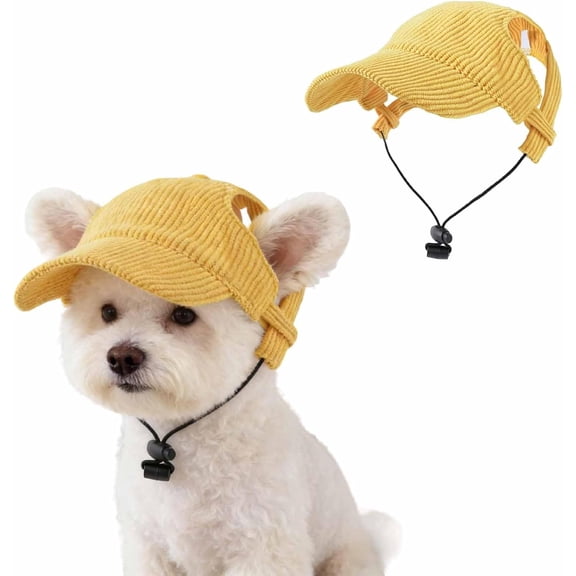 Dog Sunscreen Baseball Cap, Lightweight Visor With Ear Holes, Yellow L, For Outdoor Walking Camping Daily Wear